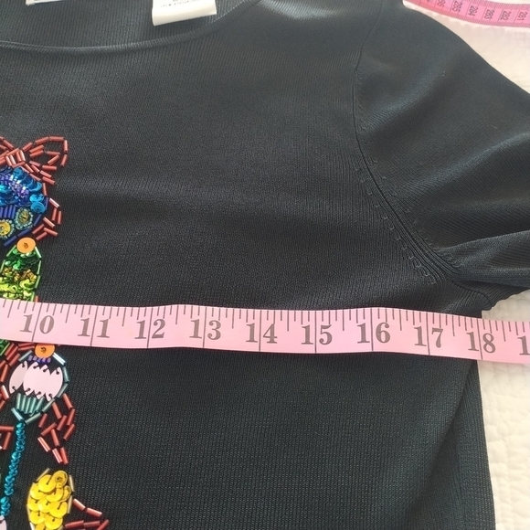 Lucia Burns Christmas Tree Beads & Sequins Top L - Picture 5 of 9